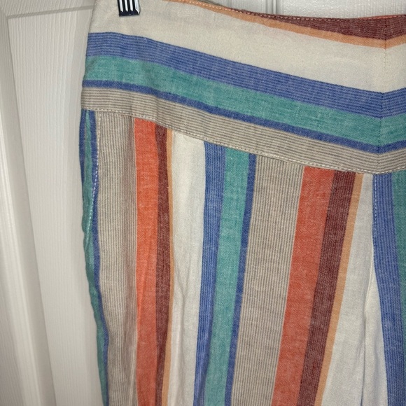 Cato Multicolor Striped Wide Leg Pants Linen Blend Size Large NWT - Picture 2 of 11